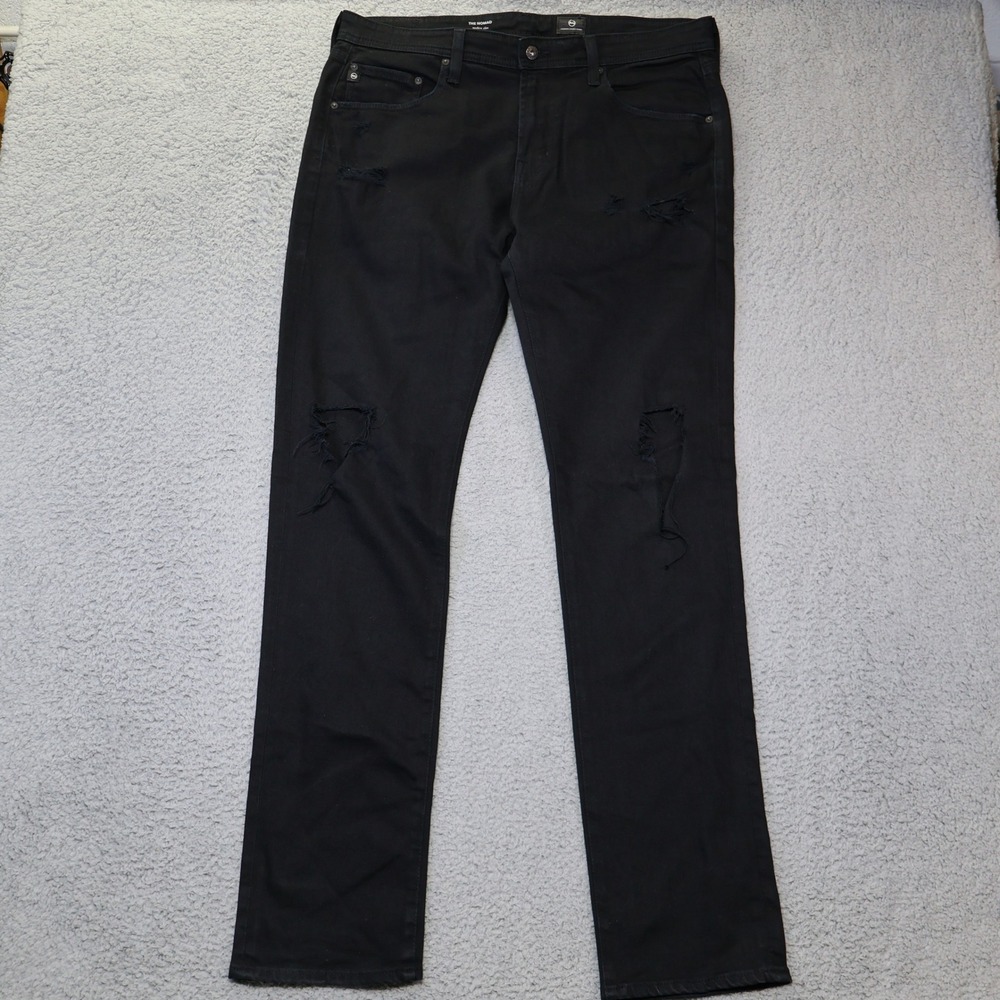 AG‎ Adriano Goldschmied The Nomad Modern Slim Distressed Black Jeans 36x34